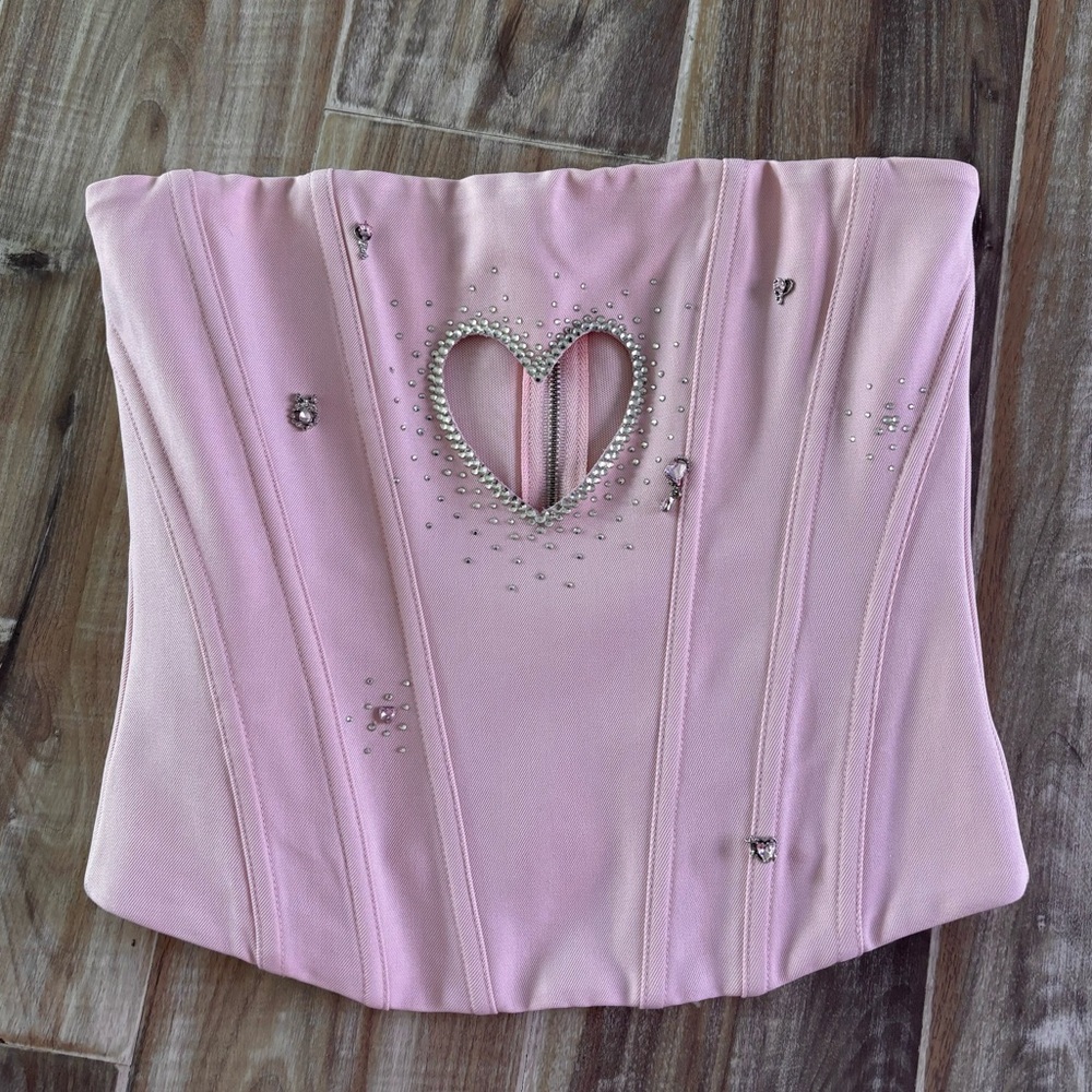 handmade sabrina carpenter pink heart corset